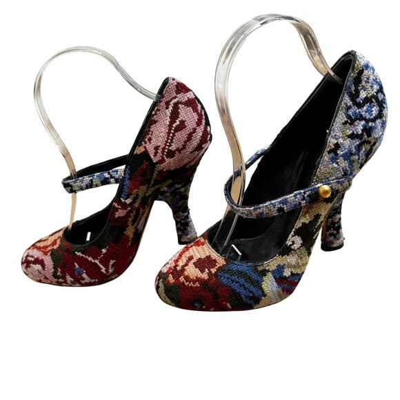 Dolce & Gabbana Floral Tapestry Mary Jane Heels Multicolor Baroque Pumps EU 37.5 - Picture 2 of 8